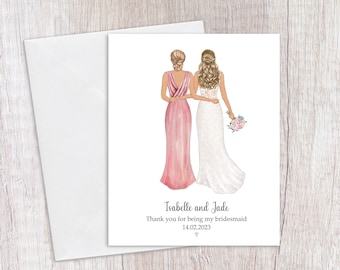 Tarjeta personalizada de novia y dama de honor, tarjeta nupcial personalizada, hermanas dama de honor, tarjeta de mejor amiga, tarjeta de propuesta de dama de honor, tarjeta de boda