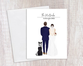 Carte de mariage personnalisée, Jeunes mariés, Carte de M. et Mme, Cadeau de mariage, Carte de mariage avec animaux de compagnie, Carte de mariage, Nouveaux mariés, Just Married