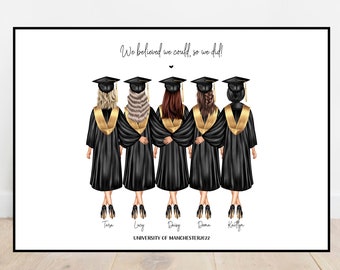 Custom Personalised group graduation print, Graduation gift, Personalised gift, Congratulations, Unique graduation print.