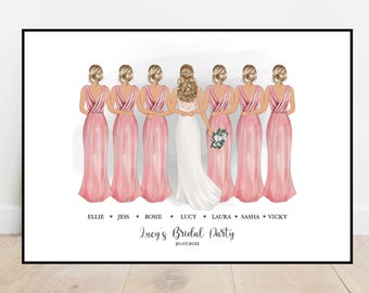 Custom bridal party print, Bride squad poster, Bride tribe print, Bridesmaid print, Bridesmaid gift, Gift for the bride, Wedding gift. z5