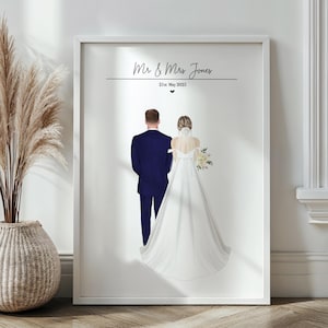 Personalised Wedding Print, Bride And Groom, Mr and Mrs Wedding Print, Wedding gift,Newly weds, Wedding Poster,Husband and Wife,Just Married