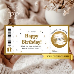 Carte d'anniversaire à gratter, cadeau personnalisé à gratter, carte d'anniversaire personnalisée à gratter, ticket de luxe à gratter pour révéler, carte d'anniversaire