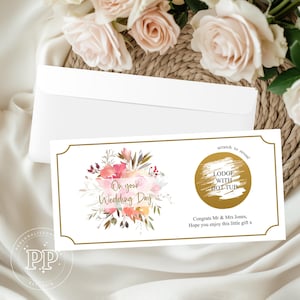Cadeau de mariage personnalisé à gratter, cadeau des fêtes, cadeau pour les jeunes mariés, chèque-cadeau de mariage, pause spa, week-end, cadeau en argent