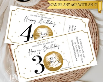 Bon d'anniversaire personnalisé à gratter pour révéler, carte à gratter spéciale anniversaire surprise, carte-cadeau 30e, 40e, 50e, 60e, 70e, 80e anniversaire