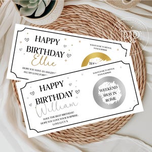 Carte à gratter d'anniversaire, billet d'anniversaire à gratter pour révéler, bon cadeau surprise, cadeau d'anniversaire surprise à révéler, bon cadeau personnalisé