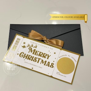 Billet d'embarquement de Noël à gratter, carte de visite personnalisée pour la Laponie, carte d'embarquement personnalisée en aluminium, cadeau de Noël, vacances surprise