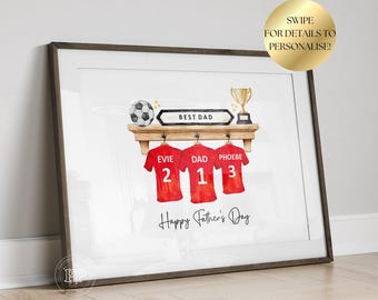 Football Shirt Print, Personalised Family Custom Football Print, Fathers Day Gift for Family,Personalised Family Print,Birthday Gift For Him