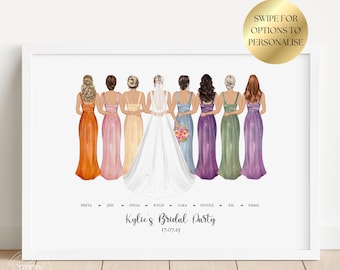 Cadeau pour la mariée des demoiselles d'honneur, cadeau à la mariée, impression de demoiselle d'honneur, impression de fête de mariage, cadeau à la mariée, cadeau de jour de mariage, cadeau de future mariée