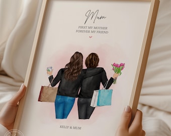 Personalised Mum and Daughter Print, Mother's Day Gift, Mum's Birthday