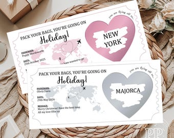 Personalised Scratch Boarding Pass, Custom Scratch Reveal Boarding Pass, Scratch Reveal For Surprise Holiday, Holiday Surprise Ticket Gift
