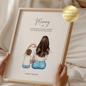 Gift For Mummy, Personalised Mothers Day Gift, Mum and Son Print, Mummy Birthday Present, Gift From Son, Mother and Daughter Print