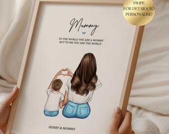 Gift For Mummy, Personalised Mothers Day Gift, Mum and Son Print, Mummy Birthday Present, Gift From Son, Mother and Daughter Print