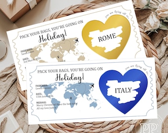 Boarding Pass, Holiday Reveal, Scratch To Reveal Gift, Holiday Scratch Ticket, Birthday Holiday Gift, Surprise Christmas Holiday Surprise