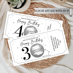 Bon d'anniversaire personnalisé à gratter pour révéler, carte à gratter spéciale anniversaire surprise, carte 20e, 30e, 40e, 50e, 60e, 70e, 80e anniversaire