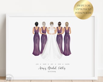 Cadeau pour la mariée des demoiselles d'honneur, cadeau future mariée, cadeau pour la mariée, impression de demoiselle d'honneur, impression de fête nuptiale, cadeau pour la mariée de demoiselle d'honneur