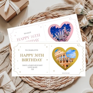 Bon personnalisé à gratter pour révéler, billet à gratter anniversaire surprise, escapade en ville, carte d'embarquement, Holiday Revel, carte à gratter pour révéler le voyage