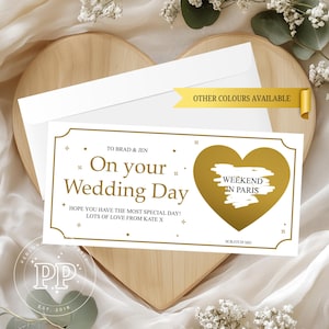 Carte à gratter personnalisée le jour du mariage, carte à gratter surprise le jour de votre mariage, bon d'achat à gratter pour les jeunes mariés
