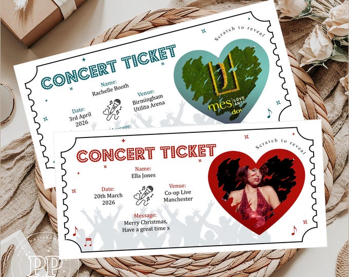 Concert Ticket, Surprise Concert Scratch to Reveal Card, Christmas Event Gift, Show Ticket, Gig, Concert, Birthday Gift, Anniversary