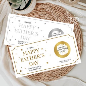 Carte à gratter personnalisée pour la fête des pères, fête des pères, meilleur papa, grand-père, beau-père, cadeau que l'on ne peut pas emballer, billet à gratter pour révéler