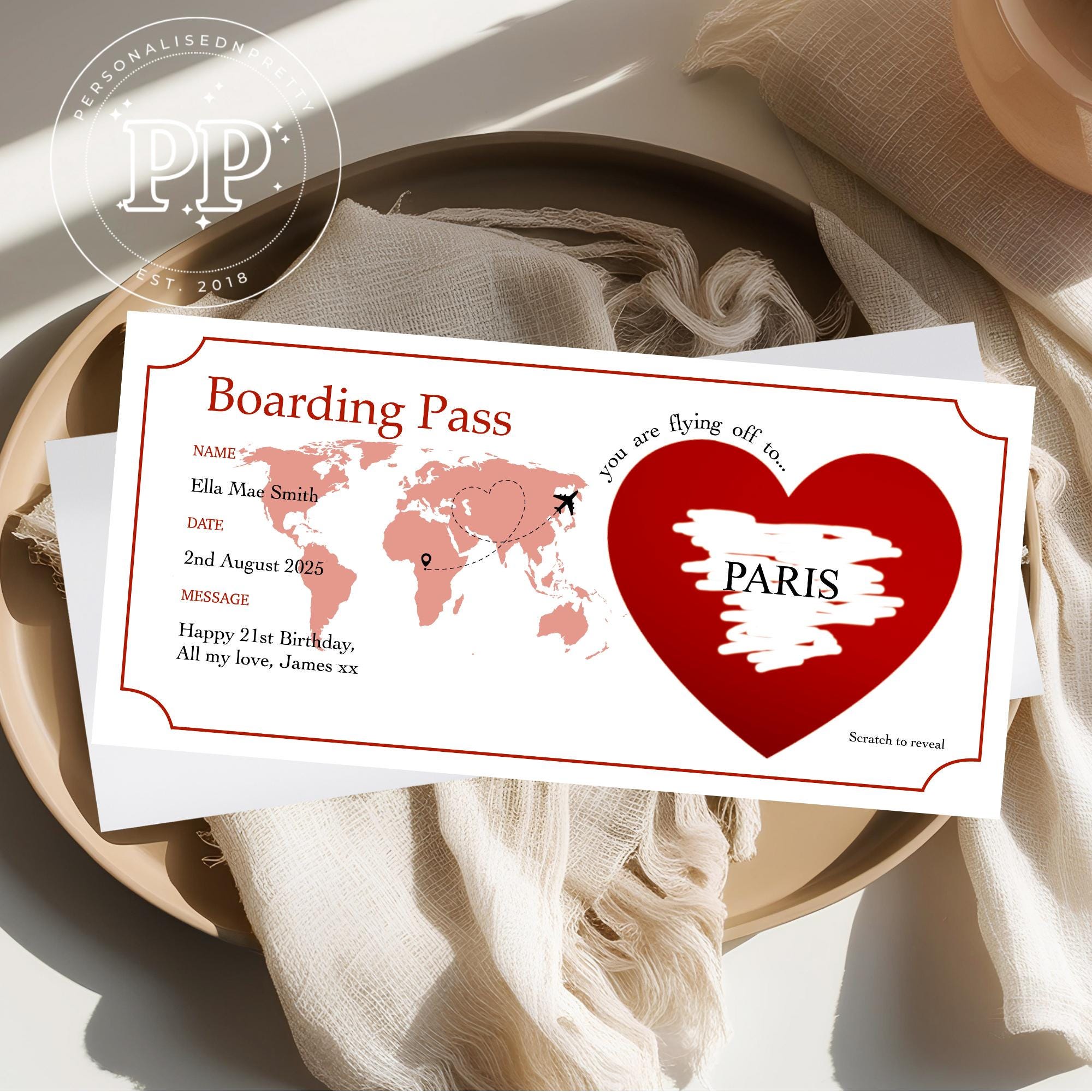 Boding Card Boarding Pass, Personalised Boarding Pass, Scratch off Surprise ...