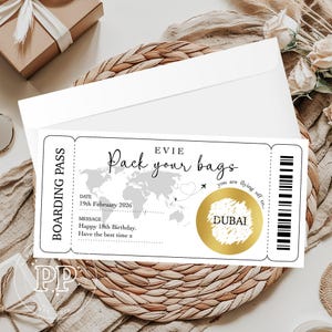 Carte d'embarquement personnalisée, gratter pour révéler une surprise, carte à gratter surprise pour anniversaire de vacances, billet pour destination surprise, cadeau d'anniversaire