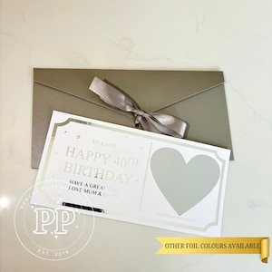 Bon d'anniversaire personnalisé à gratter pour révéler, carte à gratter spéciale anniversaire surprise, 18e, 21e, 30, 40e, 50e, 60e, 70e anniversaire