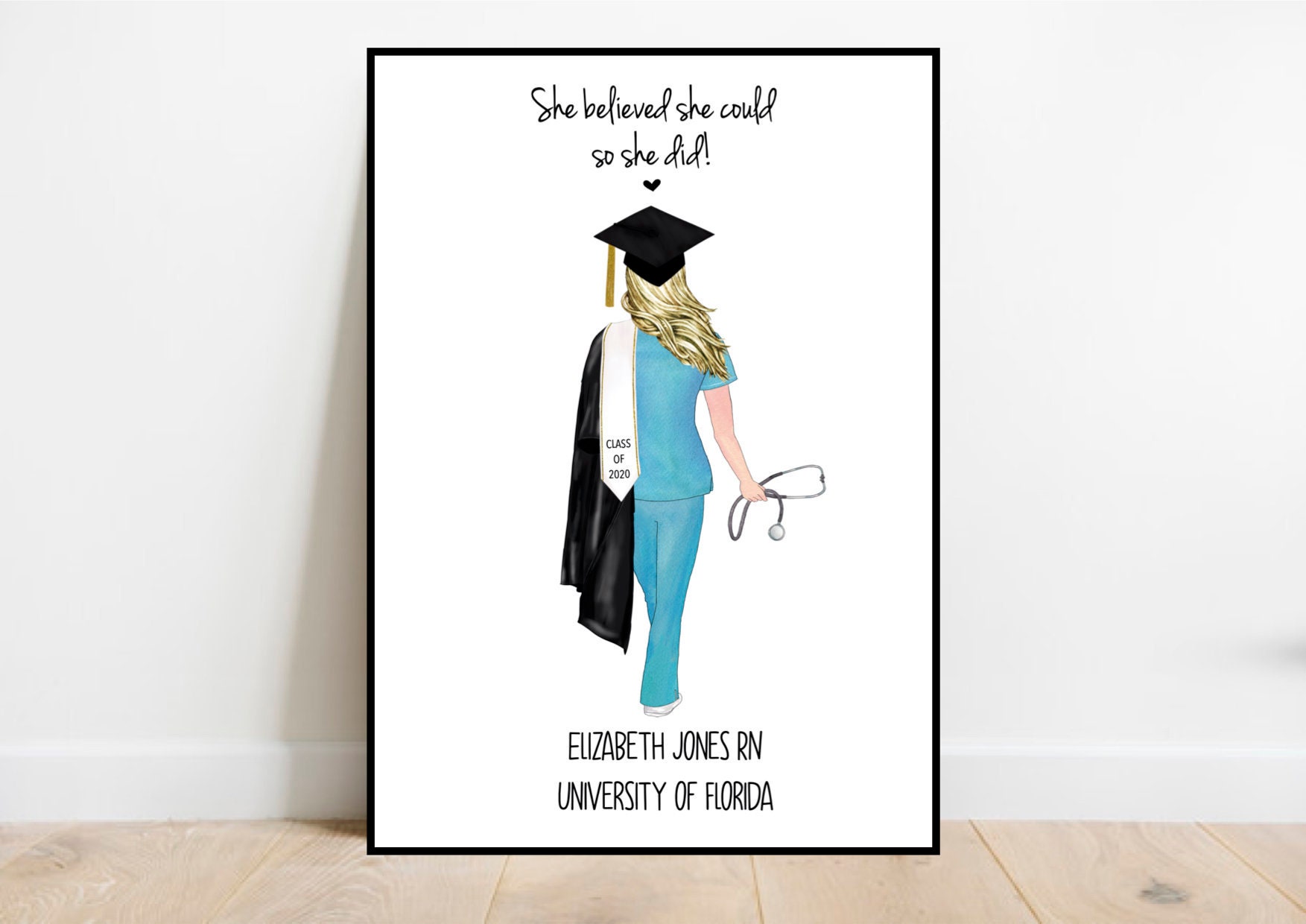 Nurse graduation print Graduation print personalised | Etsy