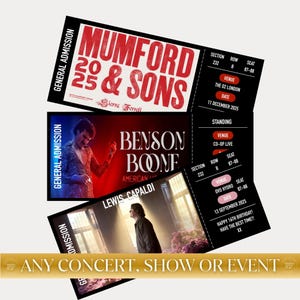 Personalised Concert Ticket, Event Ticket, Musical Ticket, Souvenir Ticket, Surprise Concert Reveal, Theatre Show Ticket, Souvenir Ticket