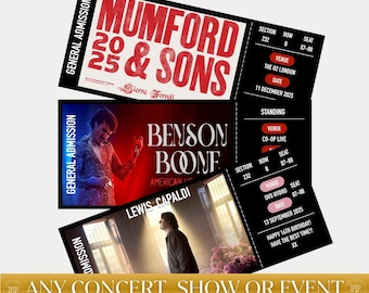 Personalised Concert Ticket, Event Ticket, Musical Ticket, Souvenir Ticket, Surprise Concert Reveal, Theatre Show Ticket, Souvenir Ticket