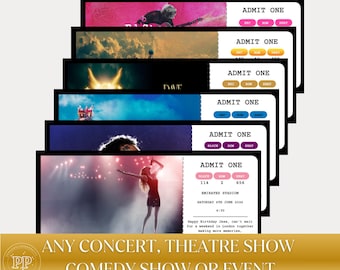 Personalised Concert Ticket, Event Ticket, Musical Ticket, Souvenir Ticket, Surprise Concert Reveal, Theatre Show Ticket, Memorabilia