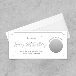 Bon cadeau personnalisé pour tout âge, carte à gratter, week-end en déplacement, journée au spa, événement spécial, billet de football, voyage surprise, anniversaire