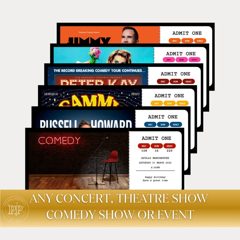 Ticket Bottom Personalised Theatre Ticket, Musical Ticket, Surprise Voucher, Broadway ...