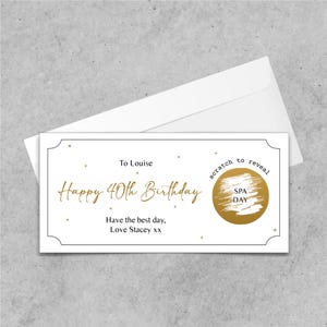 Carte d'anniversaire à gratter, bon d'anniversaire personnalisé, billet à gratter pour révéler, carte d'anniversaire pour tout âge, 16e, 18e, 21e, 30e, 40e, 50e anniversaire