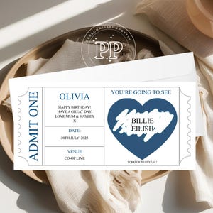 Carte à gratter personnalisée,Billet de concert,Cadeau d'anniversaire,Scratch pour révéler,Billet de pièce de théâtre, Festival à gratter,Carte à gratter de concert