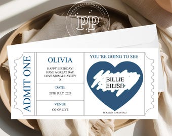 Personalised Scratch Card,Concert Ticket,Birthday Reveal Gift,Scratch to Reveal,Theatre Gig Ticket, Festival Scratch,Concert Scratch card