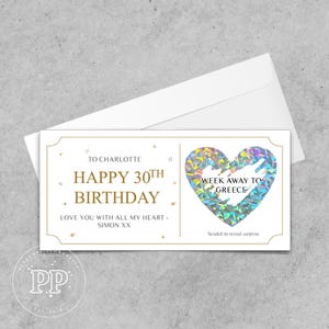 Bon d'anniversaire personnalisé à gratter pour révéler, carte à gratter spéciale anniversaire surprise, 16, 18, 21, 30, 40, 50, 60, 70 ans à tout anniversaire