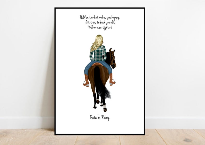 Personalised horse print, Horse and owner print, Gift for horse lover, Horse print, birthday gift, Pet print image 1