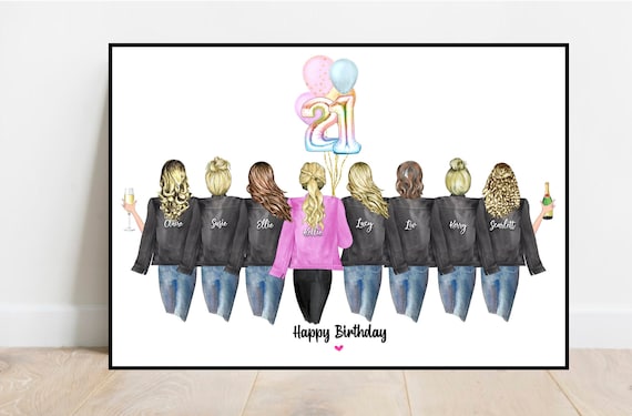 21st Birthday print, Personalised birthday print, Best friends birthday gift, Friendship print, Sisters, Family print, Custom birthday print
