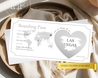 Personalised Boarding Pass, Holiday Scratch Card, Boarding Pass Scratch Card, Birthday Scratch Reveal Card, Anniversary Card, Plane Ticket