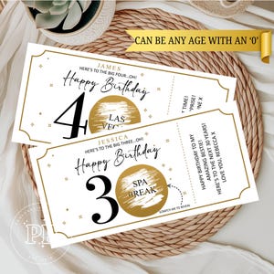 Carte à gratter personnalisée d'anniversaire, carte à gratter surprise pour 40e anniversaire, billet surprise pour tout anniversaire, bon d'achat or pour révéler le grattage, cadeau