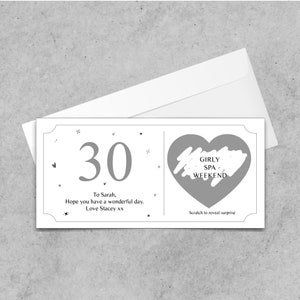Chèque-cadeau personnalisé 30e anniversaire, Ticket à gratter d'anniversaire personnalisé, Cadeau surprise, Journée au spa, Brunch, Vacances de Noël, Anniversaire spécial