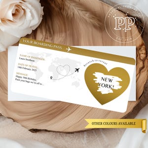 Carte d'embarquement personnalisée, Carte à gratter pour des vacances surprises, Billet surprise à gratter pour les fêtes, Billet à gratter personnalisé, Fêtes