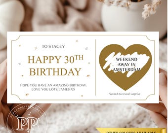 Personalised Birthday Scratch To Reveal Voucher, Special Birthday Surprise Scratch Card, 18th, 21st, 30th, 40th, 50th, 60th, 70th Birthday
