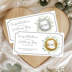 Carte à gratter personnalisée le jour du mariage, cadeau de félicitations pour le jour du mariage, surprise des Fêtes, amis mariés, cadeau en argent pour mariage, lune de miel