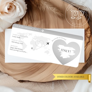 Carte d'embarquement personnalisée, à gratter pour des vacances surprises, à faire découvrir le week-end, escapade en ville, carte à gratter d'anniversaire, anniversaire, enterrement de vie de jeune fille