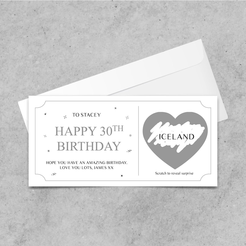 Bon d'anniversaire personnalisé à gratter pour révéler, carte à gratter surprise spéciale anniversaire, 18e, 21e, 30, 40e, 50e, 60e, 70e anniversaire SILVER