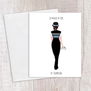 Carte de policier, carte de police personnalisée, policier, nouvel emploi, promotion, évanouissement, carte de collègue, carte d'anniversaire