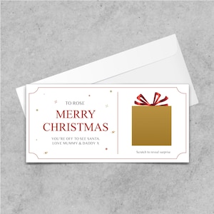 Personalised Scratch Reveal Christmas Voucher, Scratch Reveal For Surprise Holiday Ticket, Christmas Holiday Gift, Christmas Surprise Gift