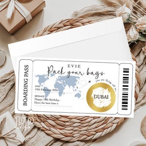 Révélation surprise de la carte d'embarquement, carte à gratter pour un cadeau de vacances, billet de vacances personnalisé pour des occasions spéciales, carte d'embarquement personnalisée, anniversaire