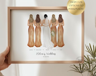 Impression personnalisée de demoiselle d'honneur, cadeau pour la mariée de demoiselles d'honneur, impression de demoiselle d'honneur, cadeau de mariée de demoiselle d'honneur, cadeau pour mariée de fête nuptiale